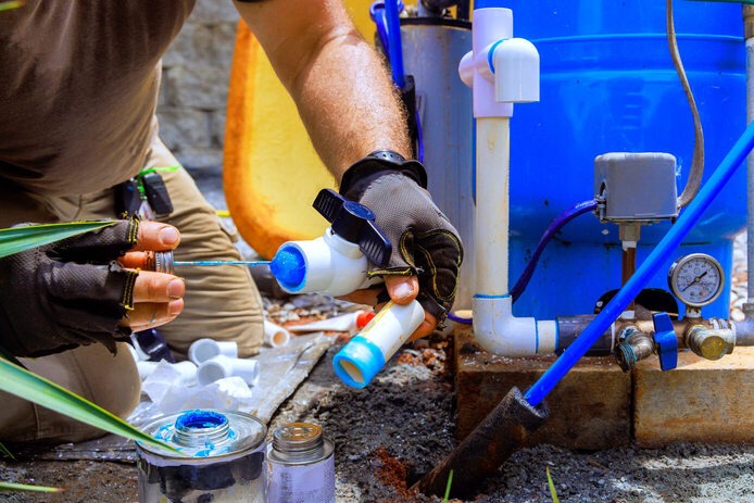 Gluing Pvc Pipe Plumber Applies